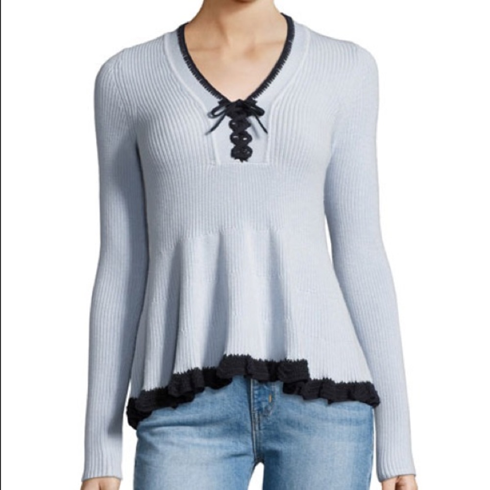 COPY - Derek Lam 10 Crosby Blue V-Neck Sweater